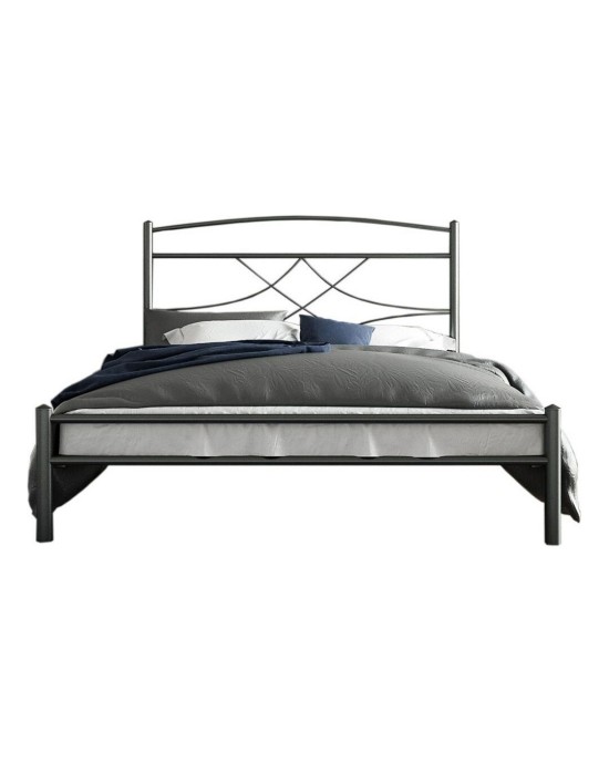 Κρεβάτι Μονό Emma Μεταλλικό Ασημί Σφυρίλατο 90x200cm