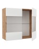Επιτοίχιο ντουλάπι με τζάμι κουζίνας Soft Λευκό με βελανιδιά Διαστάσεις 80x30,5x72,8εκ