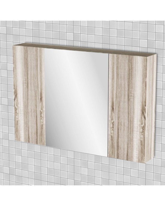 Κρεμαστός Καθρέπτης Μπάνιου Odelia με 3 ντουλάπια 96x14x65cm