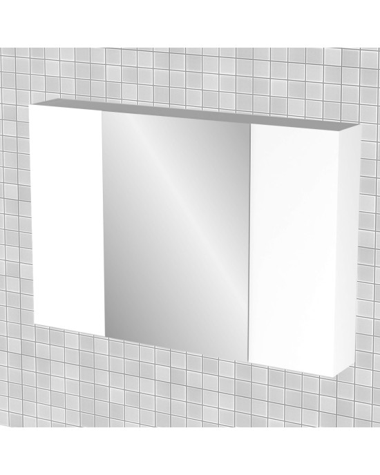 Κρεμαστός Καθρέπτης Μπάνιου Bianca  με 3 ντουλάπια 96x14x65cm