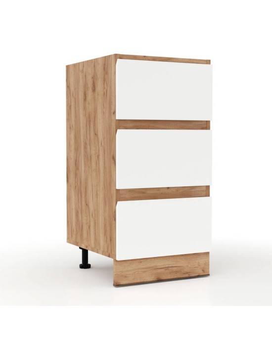 Επιδαπέδια συρταριέρα Soft Λευκό με βελανιδιά Διαστάσεις 40x46,5x81,5εκ