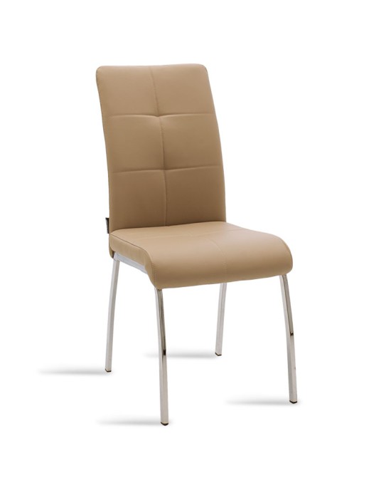 Καρέκλα Ariadne PU μόκα-πόδι χρωμίου