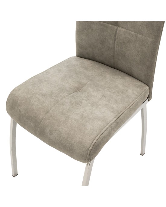 Καρέκλα Ariadne PU γκρι-πόδι χρωμίου