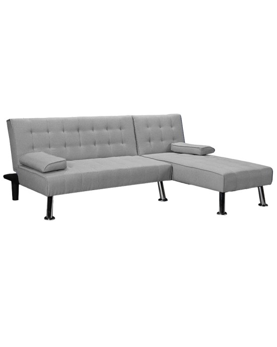 Γωνιακός καναπές-κρεβάτι αριστερή γωνία Brisk γκρι ύφασμα 200x146x75εκ