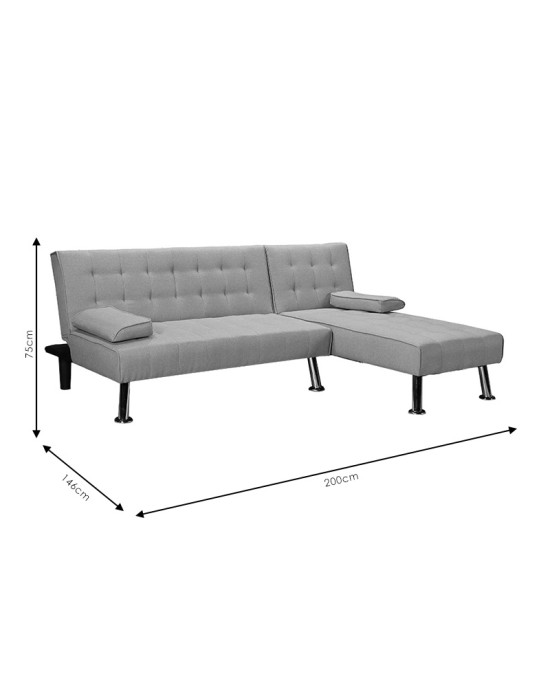 Γωνιακός καναπές-κρεβάτι αριστερή γωνία Brisk καφέ-γκρι ύφασμα 200x146x75εκ