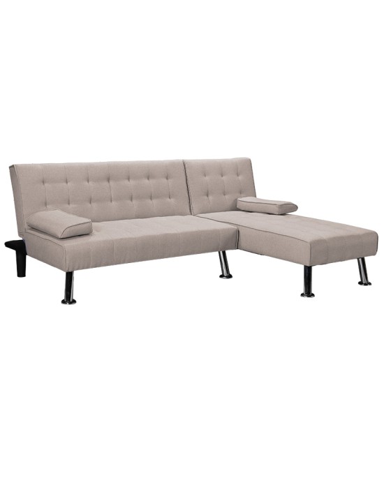 Γωνιακός καναπές-κρεβάτι αριστερή γωνία Brisk καφέ-γκρι ύφασμα 200x146x75εκ