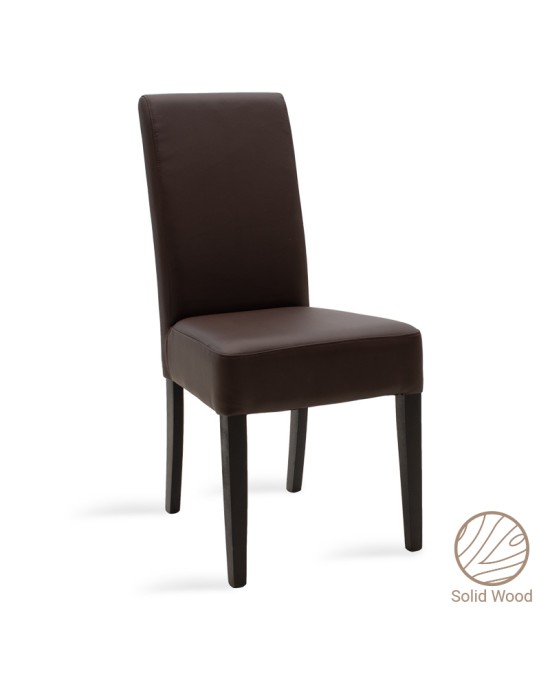 Καρέκλα Ditta PU σκούρο καφέ-πόδι μασίφ ξύλο wenge - 2τμχ.
