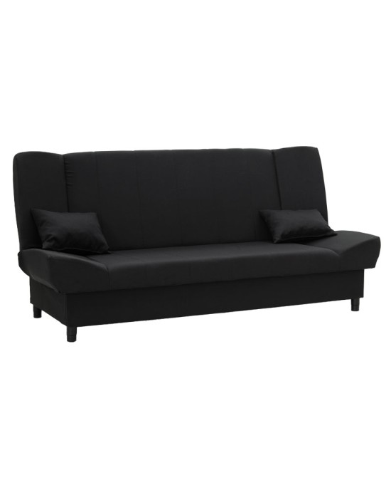 Kαναπές-κρεβάτι Tiko 3θέσιος αποθηκευτικός χώρος ύφασμα μαύρο 200x85x90εκ