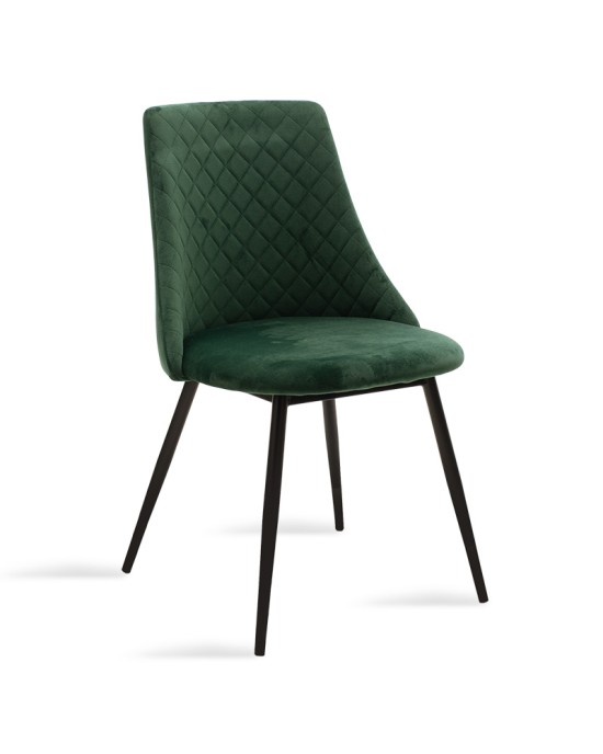 Καρέκλα Giselle βελούδο σκούρο πράσινο-μαύρο πόδι