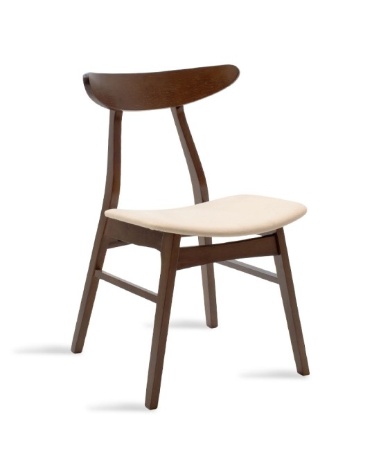 Καρέκλα Orlean μπεζ ύφασμα-rubberwood καρυδί πόδι - 2τμχ.