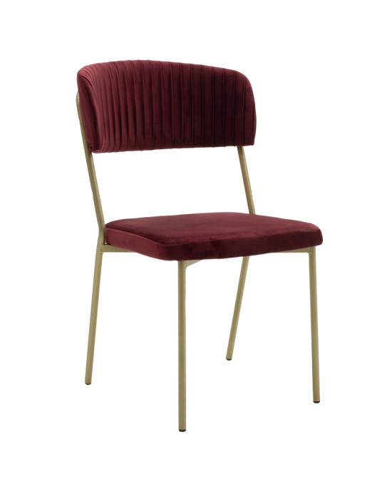 Καρέκλα Livio βελούδο μπορντό-χρυσό πόδι