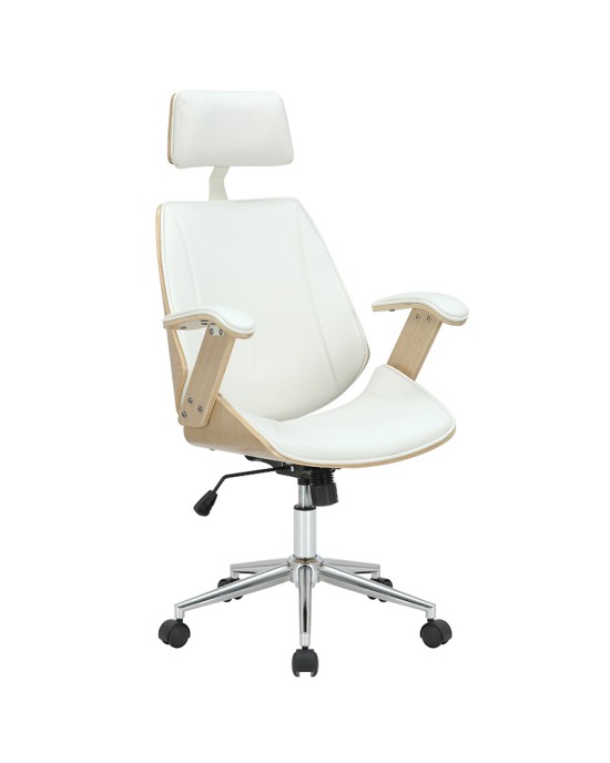 Καρέκλα γραφείου διευθυντή Fern PU λευκό-ξύλο φυσικό