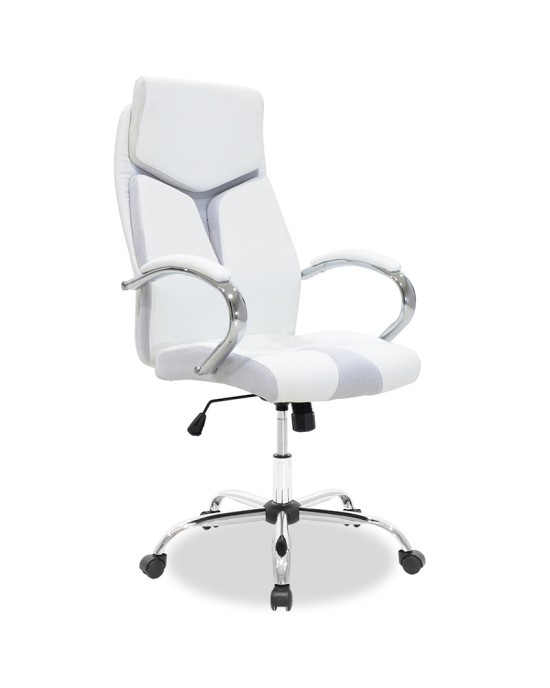 Καρέκλα γραφείου διευθυντή SHARK τεχνόδερμα λευκό-γκρι