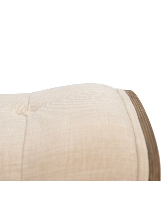 Σκαμπό relax Mirto μασίφ ξύλο καρυδί-ύφασμα εκρού 63x50x46εκ