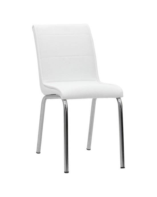 Καρέκλα Avante PU λευκό-πόδι χρωμίου