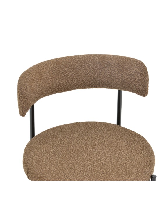 Καρέκλα Crochie καφέ μπουκλέ ύφασμα-μαύρο μέταλλο 50x50x77.5εκ