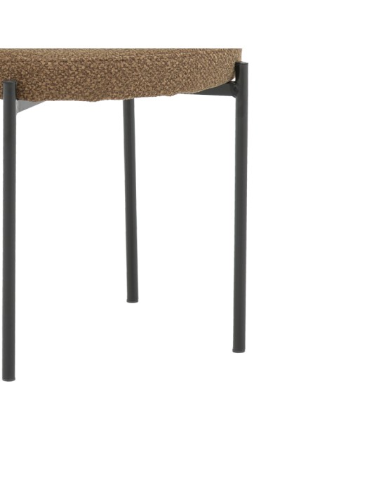 Καρέκλα Crochie καφέ μπουκλέ ύφασμα-μαύρο μέταλλο 50x50x77.5εκ