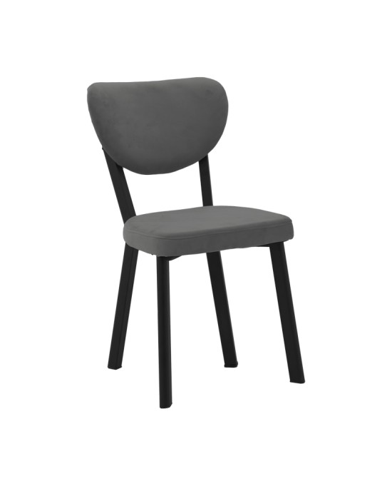 Καρέκλα Joley ανθρακί βελούδο-πόδι μαύρο μέταλλο 45x39x86.5εκ