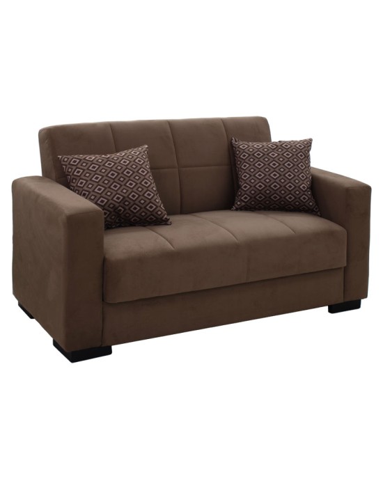 Kαναπές κρεβάτι Vox 2θέσιος ύφασμα βελουτέ καφέ 148x77x80εκ