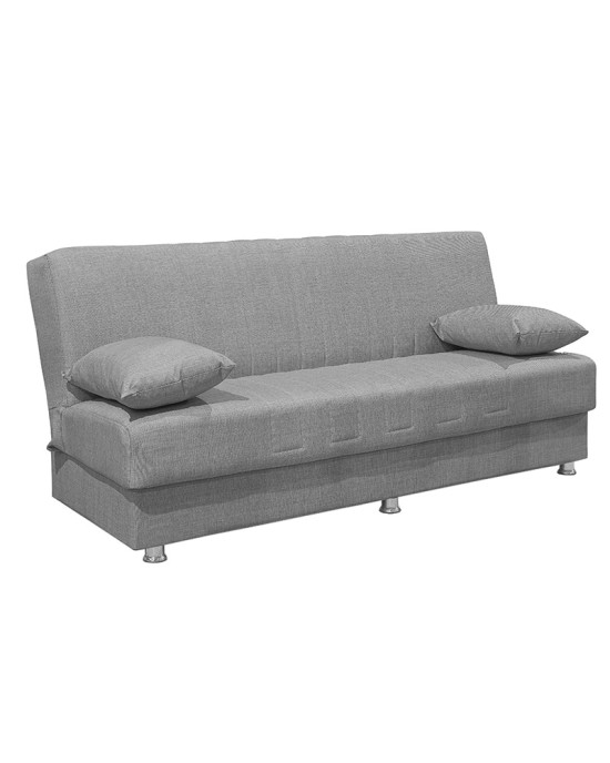 Kαναπές κρεβάτι Romina 3θέσιος ύφασμα γκρι 180x75x80εκ