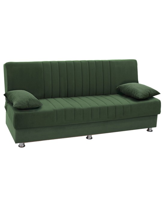 Kαναπές κρεβάτι Romina 3θέσιος ύφασμα βελουτέ πράσινο 180x75x80εκ