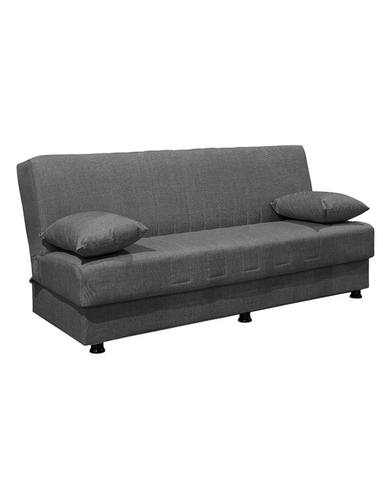 Kαναπές κρεβάτι Romina 3θέσιος ύφασμα ανθρακί 190x90x80εκ