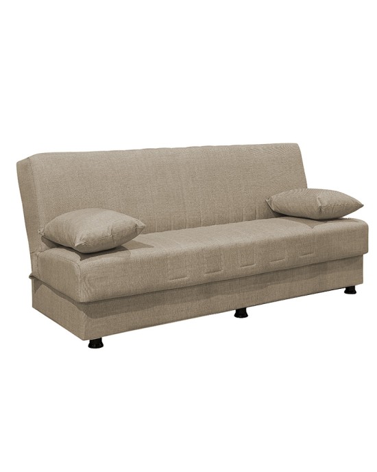 Kαναπές κρεβάτι Romina 3θέσιος ύφασμα μπεζ 190x90x80εκ