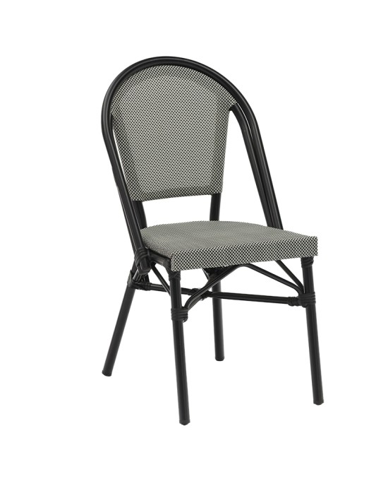 Καρέκλα Paris αλουμίνιο μαύρο-textilene ασπρόμαυρο