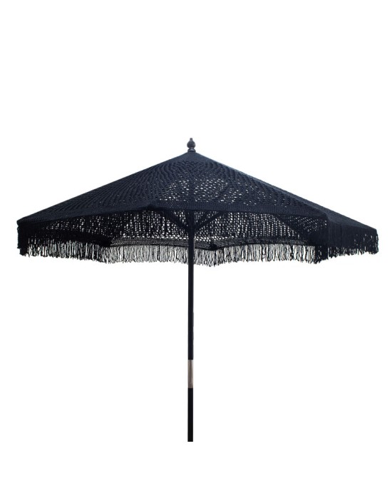 Ομπρέλα Brilie ξύλο-μακραμέ Φ2.70x2.60 m μαύρο