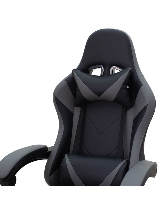 Καρέκλα γραφείου gaming με υποπόδιο Moza PU μαύρο-γκρι