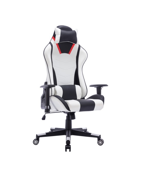 Καρέκλα γραφείου gaming Mazol pu μαύρο-λευκό 66x56x135εκ