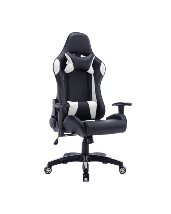 Καρέκλα γραφείου gaming Hartley pu μαύρο-λευκό 67x57x139εκ