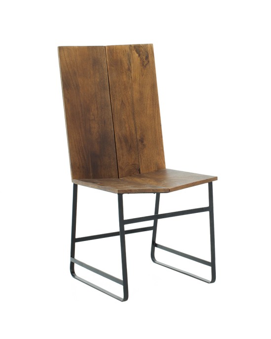 Καρέκλα Elora μασίφ ξύλο ακακίας καρυδί-μέταλλο μαύρο
