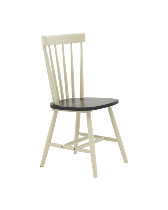 Καρέκλα Larus φυσικό ξύλo rubberwood ανθρακί-λευκό 50x49x90εκ. - 2τμχ.
