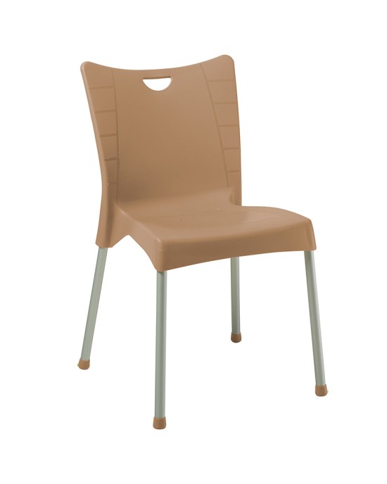 Καρέκλα Crafted PP cappucino-αλουμίνιο γκρι