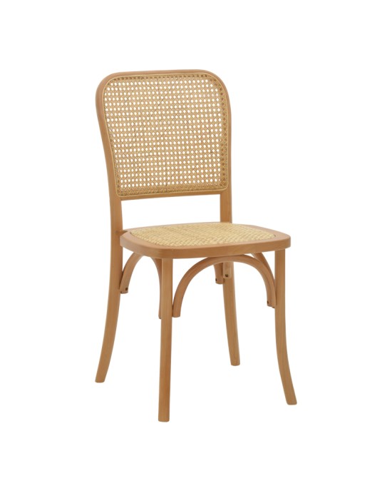 Καρέκλα Kalliope φυσικό ξύλο οξιάς-φυσικό rattan 45x50x89εκ