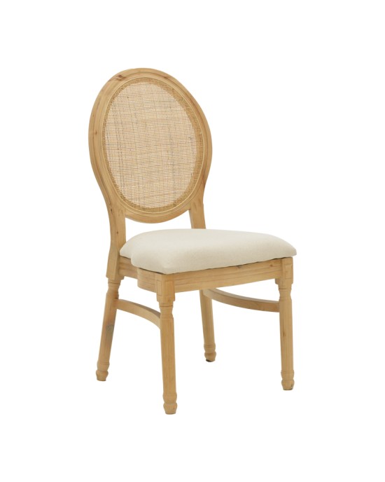 Καρέκλα Canco φυσικό rubberwood-φυσικό rattan 50x55x98εκ