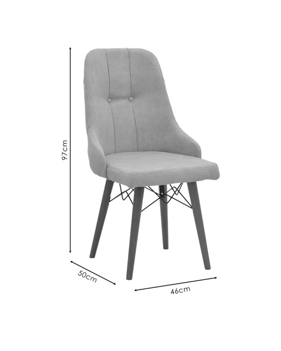 Καρέκλα Elif εκρού ύφασμα-καρυδί πόδι 46x50x97εκ
