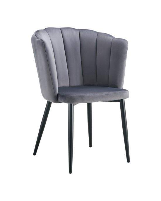 Καρέκλα Esme ανθρακί βελούδο-πόδι μαύρο μέταλλο 61x55x84εκ