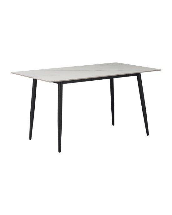 Τραπέζι Gustas λευκό μαρμάρου sintered stone-μαύρο μέταλλο 120x60x75εκ