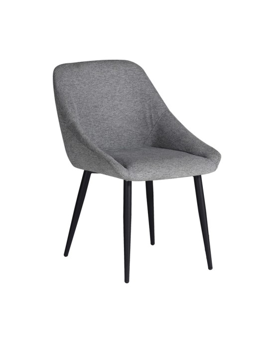 Καρέκλα Loukrizia ανοιχτό γκρι ύφασμα-πόδι μαύρο μέταλλο 56x63.5x82εκ